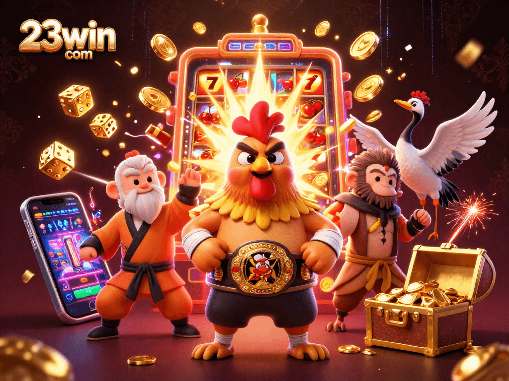 Experience the thrill of winning at 23win com with energetic casino characters and vibrant games.