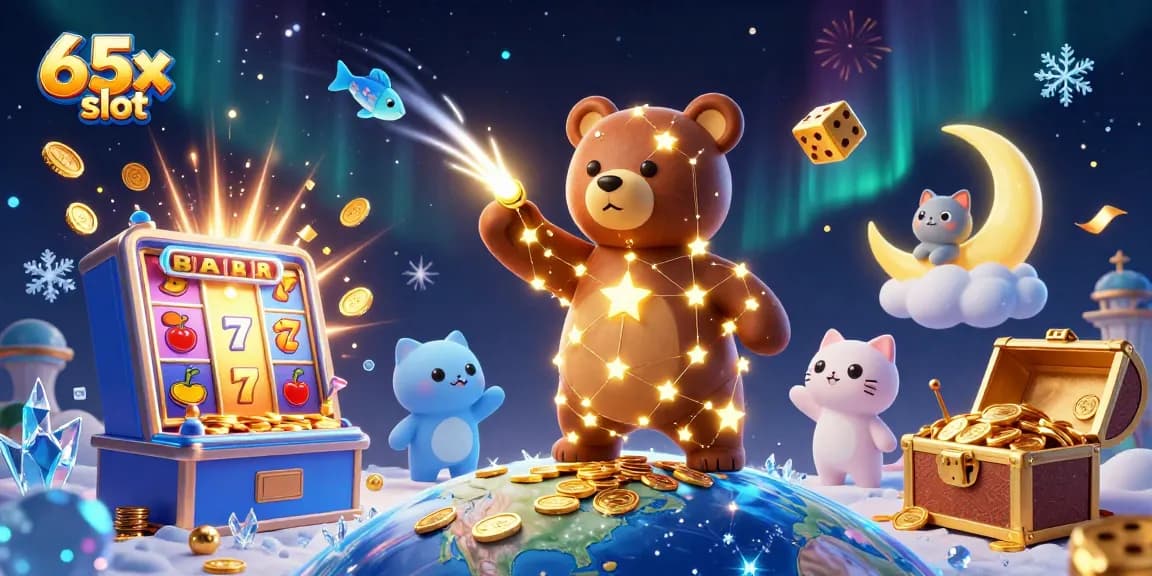 Slot dinâmico do 65x, com personagens divertidos e jackpot explosivo de moedas.