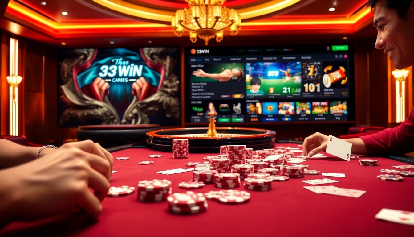 Experience thrilling gameplay at 33win with vibrant poker tables and exciting online gambling.