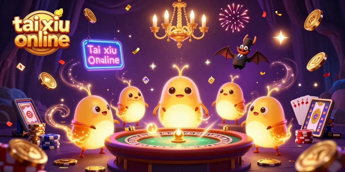 Enjoy a thrilling tai xiu online experience with glowworms illuminating a vibrant casino scene.