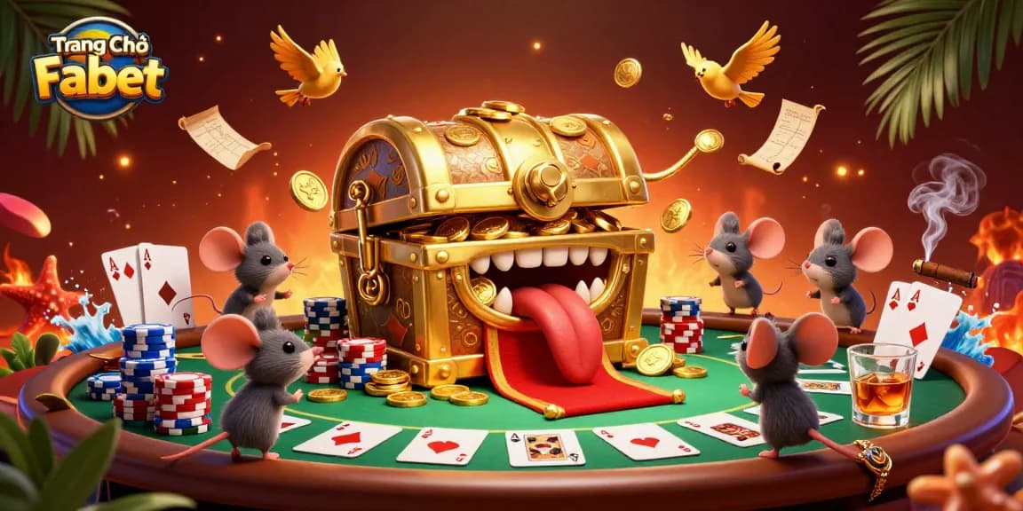 Experience thrilling poker action at Trang Chủ Fabet with vibrant characters and casino elements.