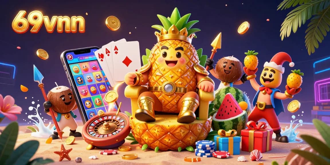 Experience thrilling action with the vibrant 69vnn casino scene featuring exciting slot games and characters.
