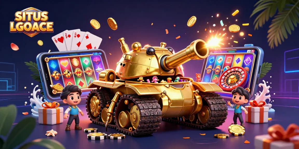 SITUS LGOACE showcases an engaging casino scene with dynamic gaming elements and vibrant colors.
