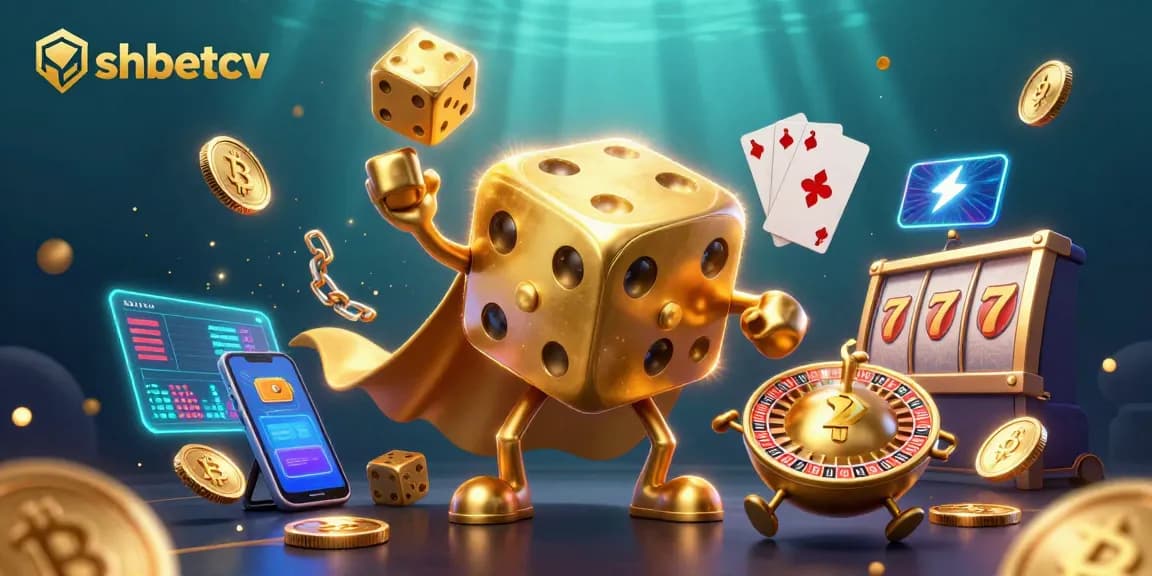 Experience shbetcv's vibrant casino gaming with golden dice, NFT cards, and crypto elements.
