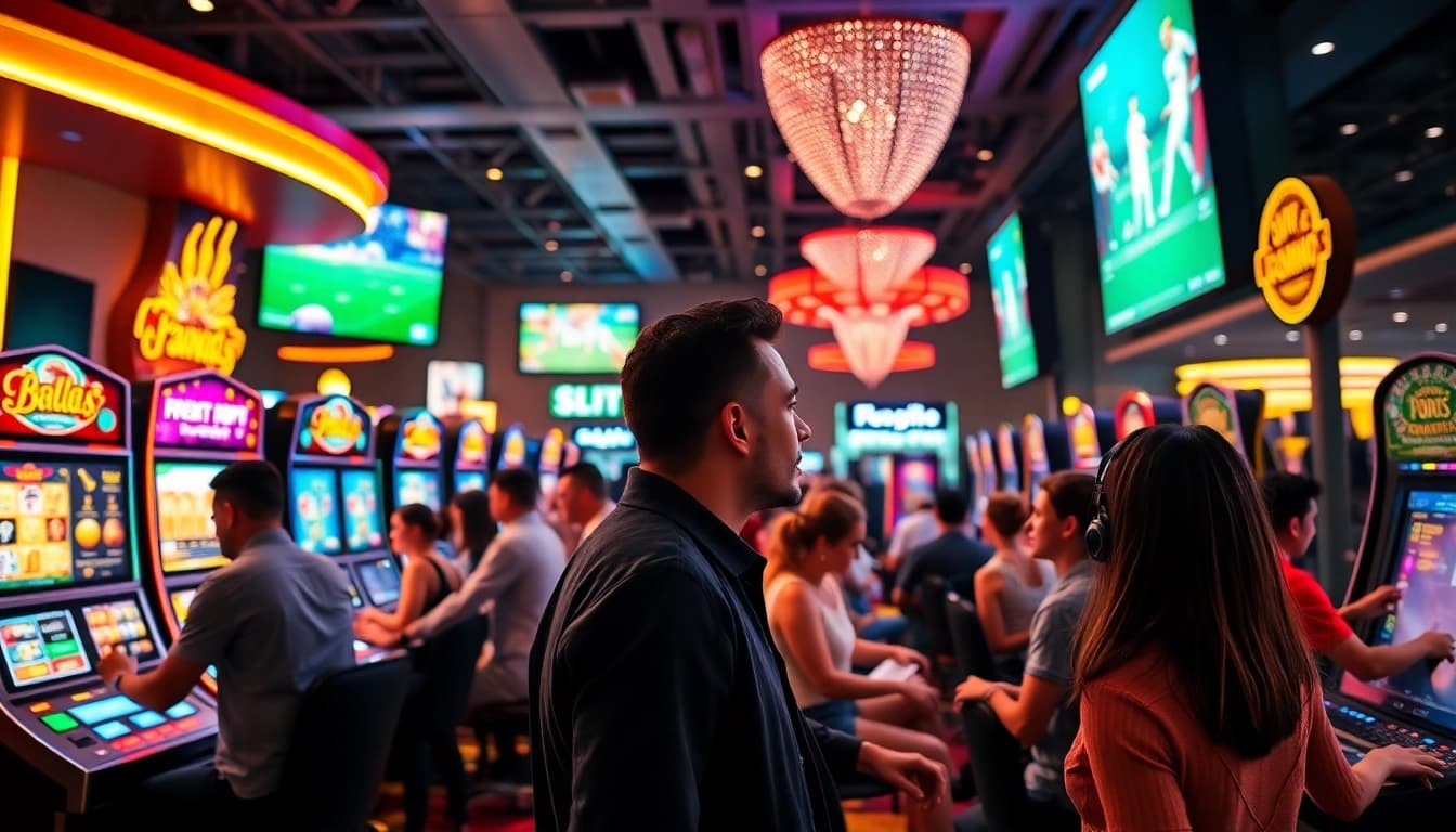 MMOO Casino scene with vibrant gaming action and engaged players in a luxurious setting.