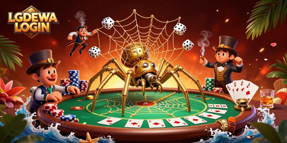 Experience the thrill of gambling with LGODEWA LOGIN, illustrated in vibrant steampunk style.