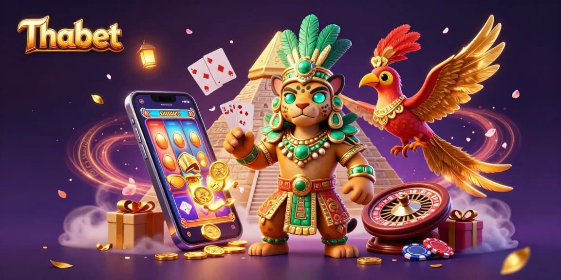 Experience thrilling gameplay at Thabet with a lively 3D casino scene featuring dynamic slot games and vibrant game elements.