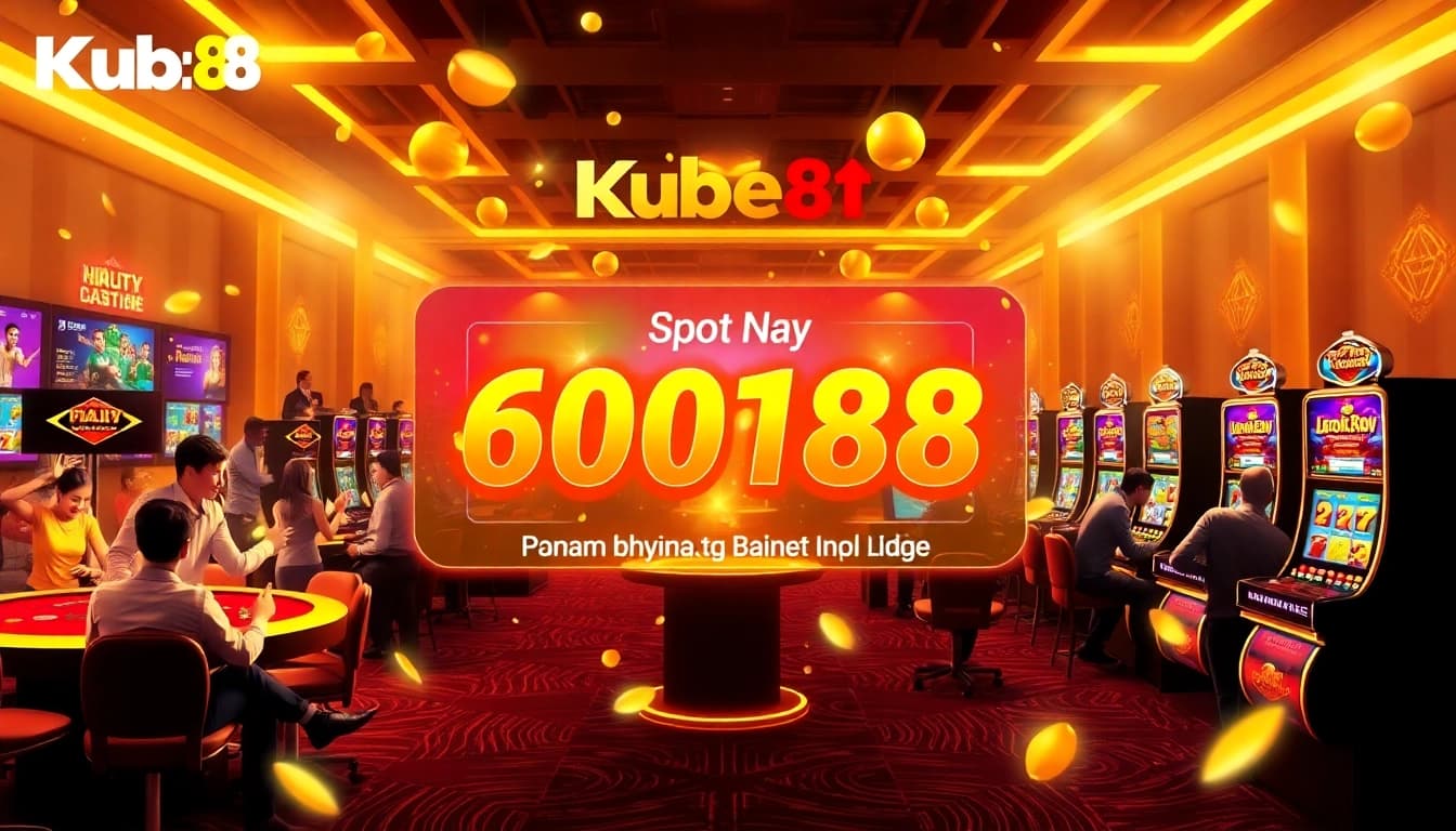 Khuyến Mãi Kubet88 – Ưu Đãi Vàng Dành Riêng Cho Thành Viên promotional banner showcasing vibrant gaming atmosphere and exciting offers.