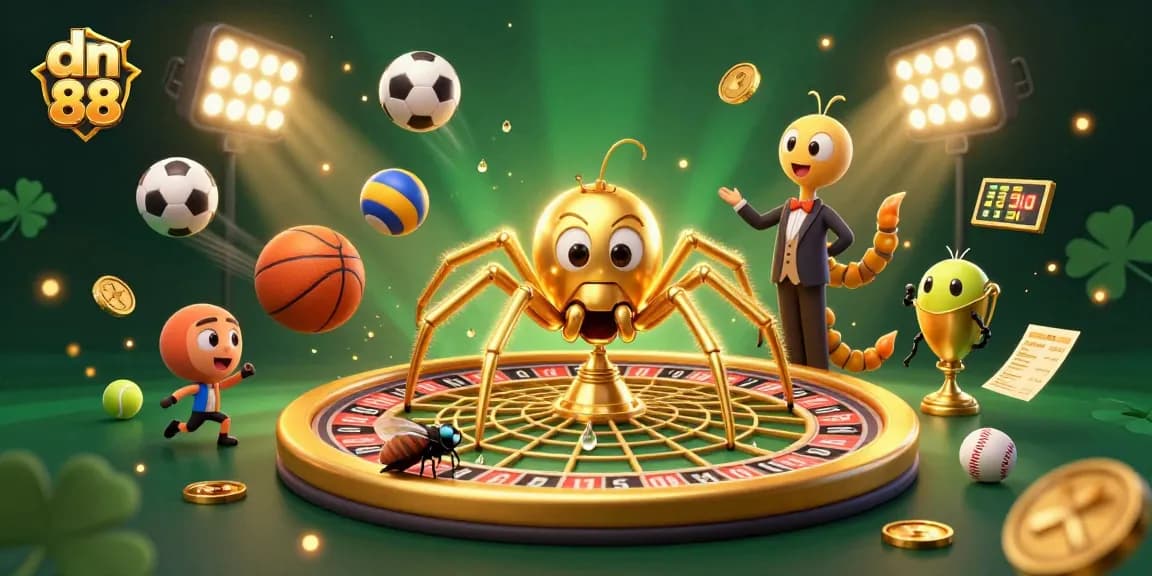Engage with dn 88 while betting nervously at a roulette-themed web spun by a quirky spider.