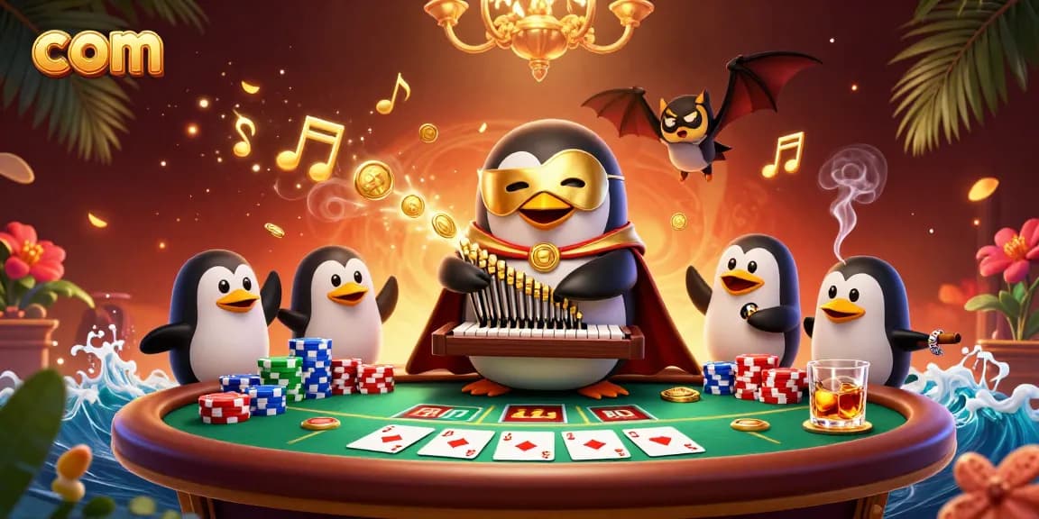 Experience thrilling casino excitement with com's 3D penguin organist and poker adventure.