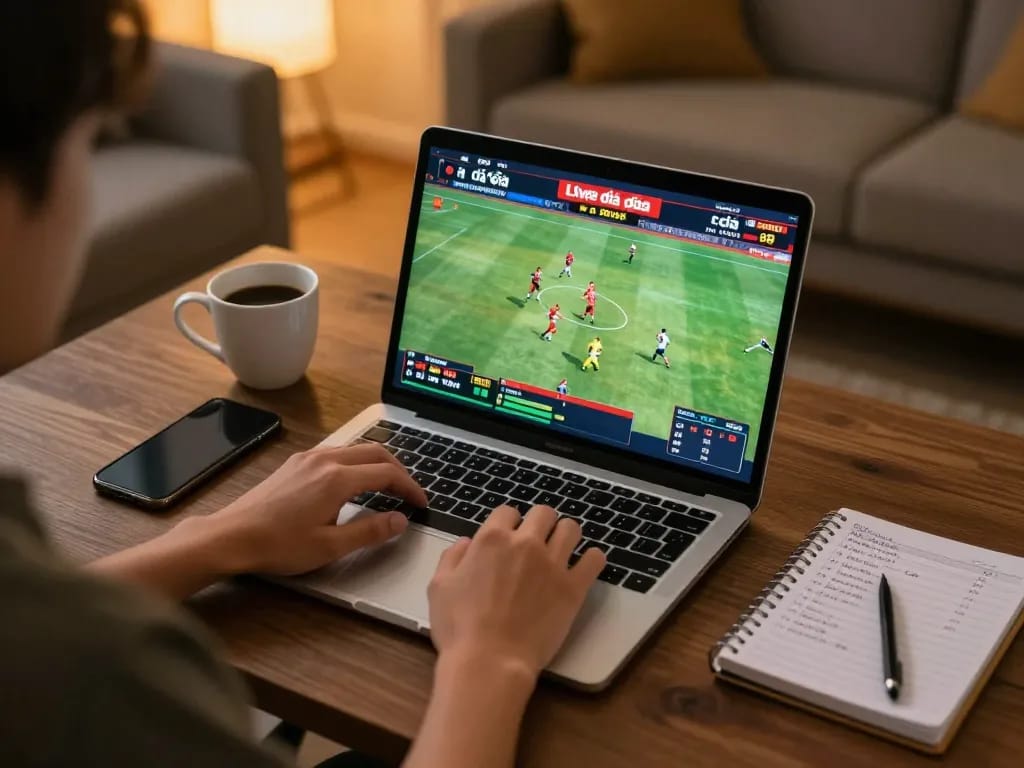 Engaging viewers with trực tiếp đá gà 88 while watching live matches on a laptop in a cozy home setting.