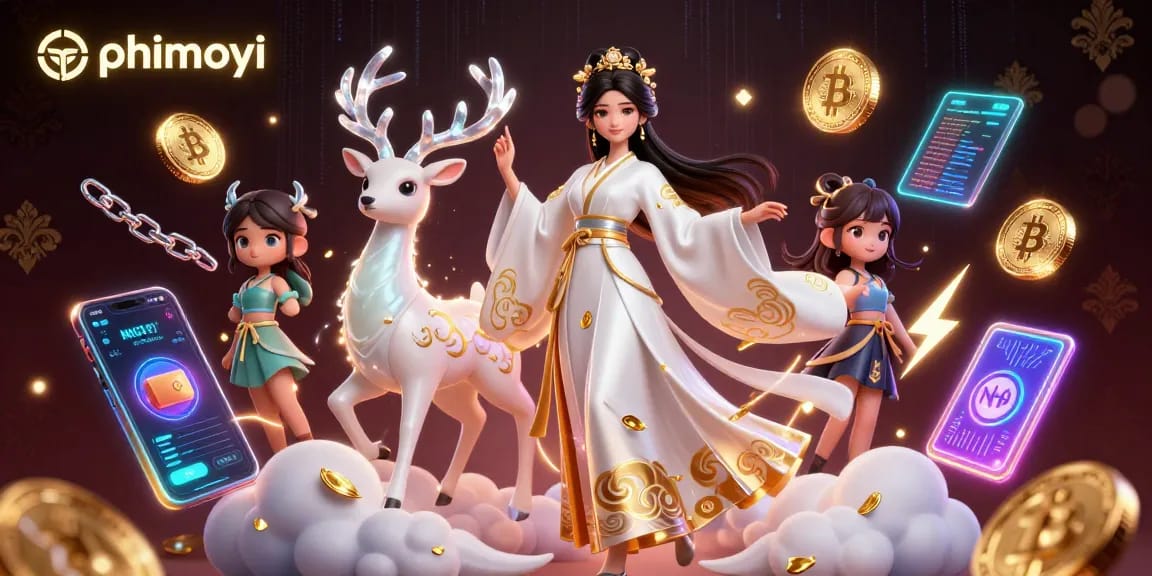 Experience phim moi with vibrant visuals, as a 3D Asian woman and celestial deer ignite excitement in a digital casino.