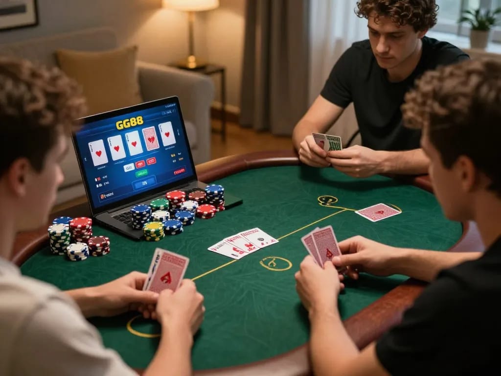 Players engaging in an exciting GG88 online poker game, showcasing strategy and fun.