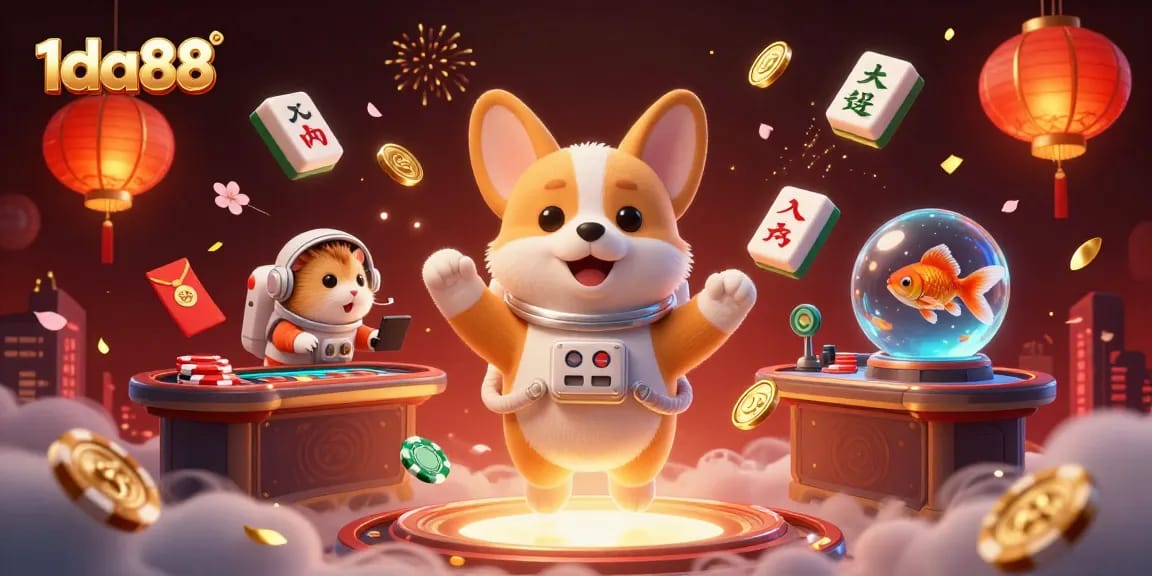 Experience thrilling 1da88 gaming inside a zero-gravity space casino with vibrant characters.