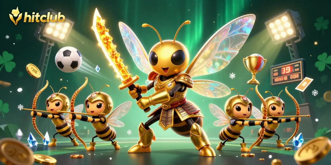 Experience hitclub’s vibrant gaming atmosphere with a golden hornet samurai and dynamic sports elements.