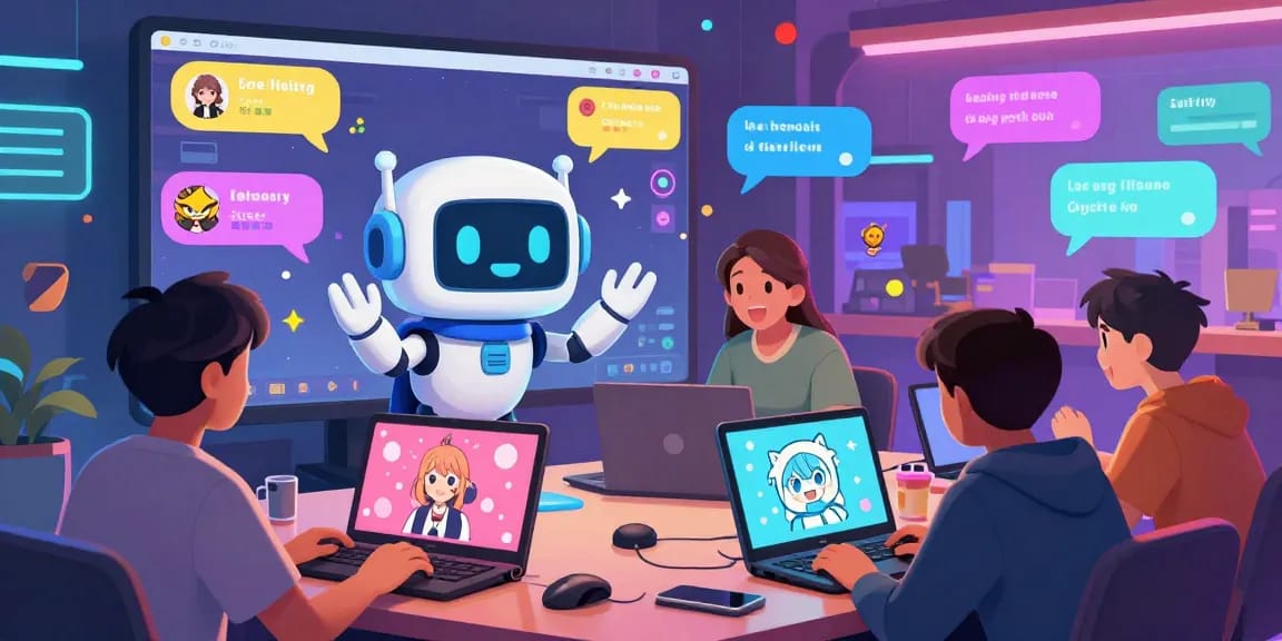 Exciting Discord community scene featuring an ecchi bot interacting with users in a lively digital chat environment.