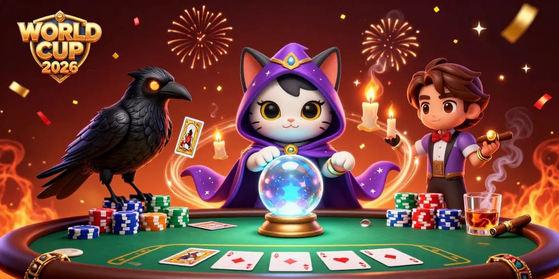 Bet on the excitement of WORLD CUP 2026 with a lively gambling scene featuring mystical characters.