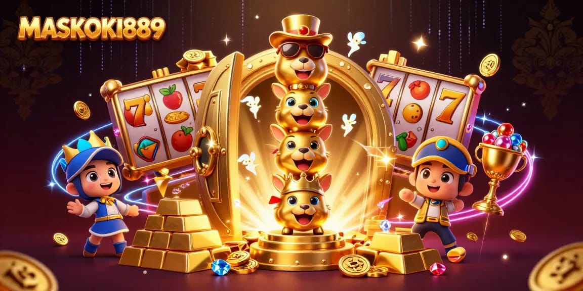 Experience the thrill of winning with MASKOKI889 at a vibrant casino scene filled with excitement!