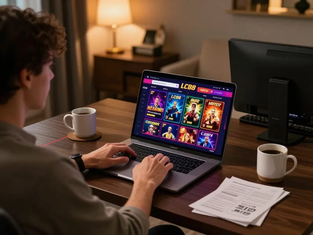 Engaging in online casino gameplay at LC88, highlighting a user-friendly interface for a responsible gambling experience.