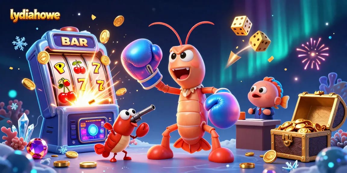 Experience thrilling slots and jackpots with lydiahowe in this vibrant casino-themed illustration.