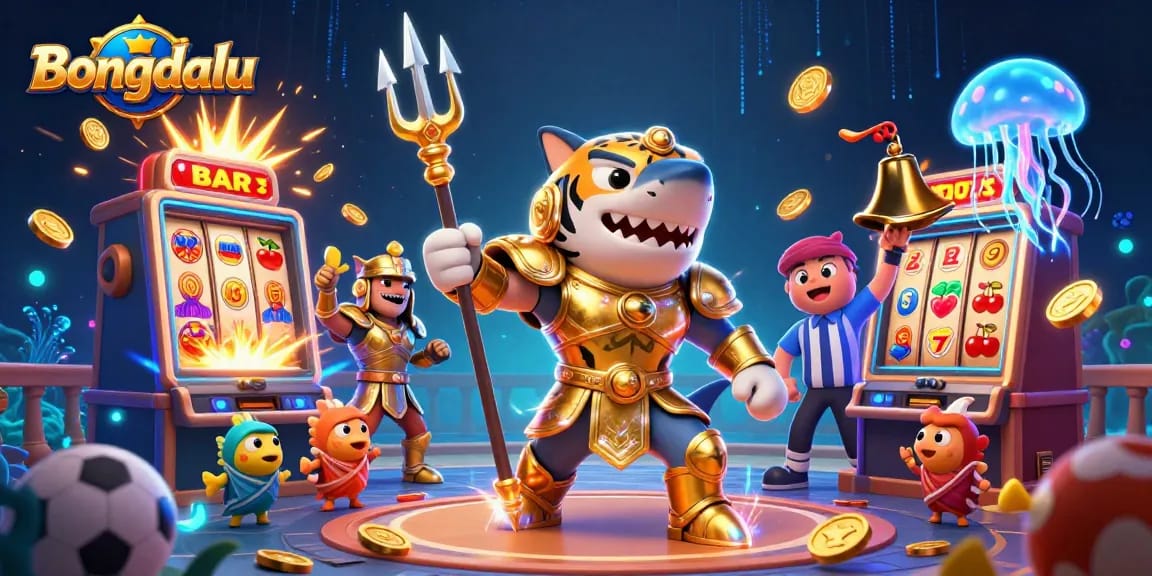 Bongdalu showcases a vibrant underwater casino scene with characters celebrating a jackpot in sports betting