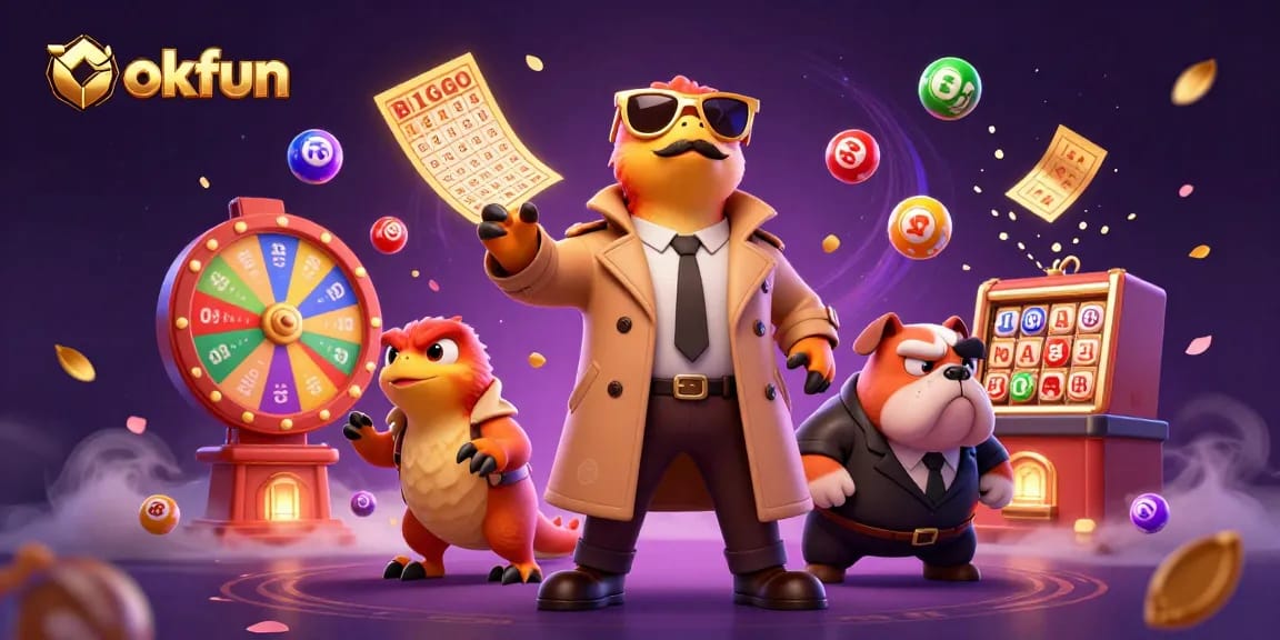 Experience the thrill of winning games at okfun with colorful dollars and vibrant casino elements.