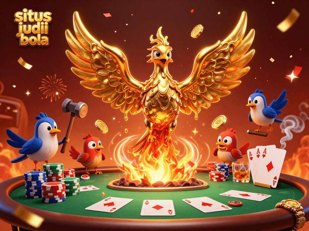 Experience the excitement of situs judi bola with a molten golden phoenix graphics and dynamic poker elements.