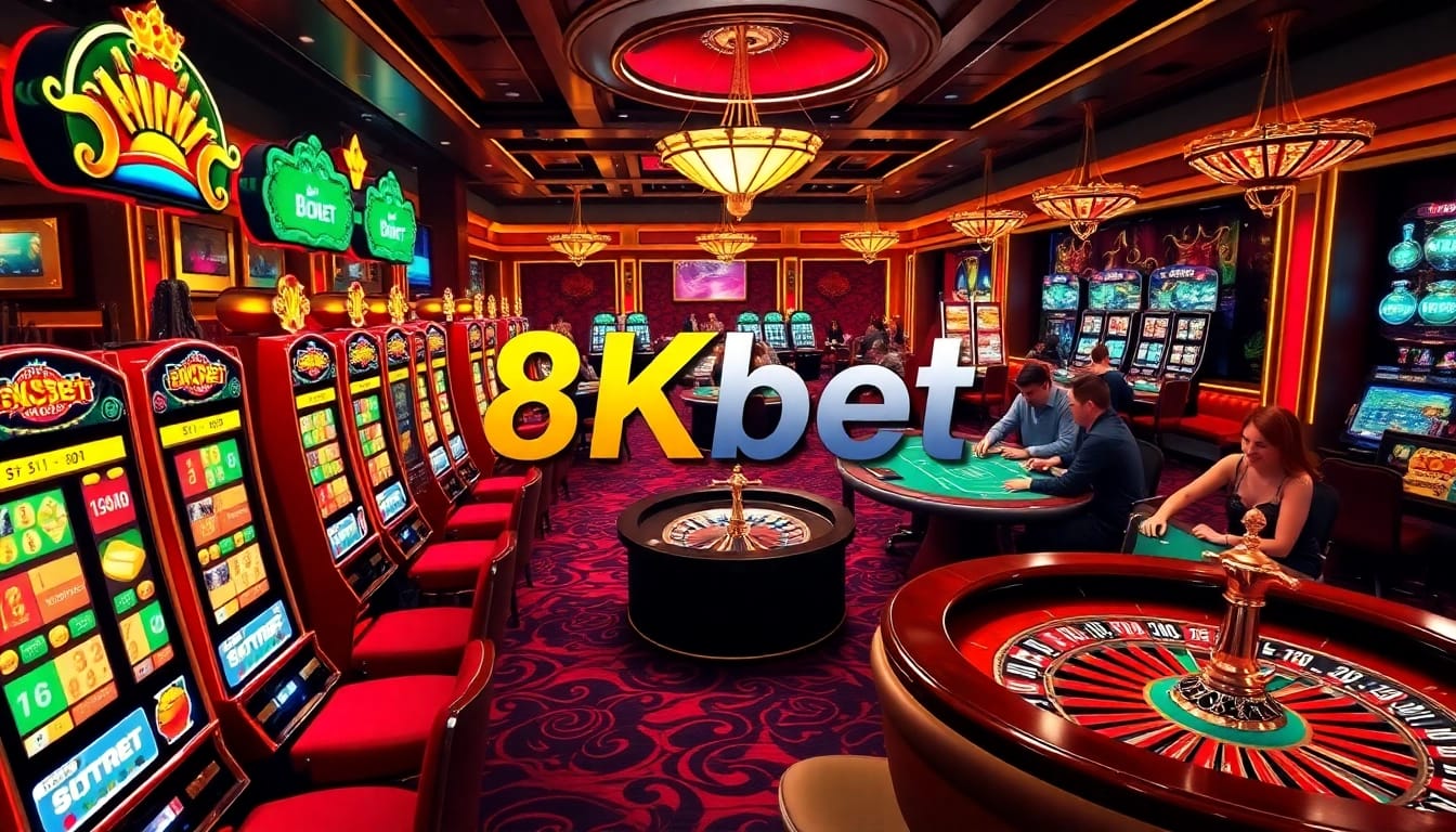 Experience thrilling online gaming at 8kbet with vibrant casino tables and enticing betting interfaces.
