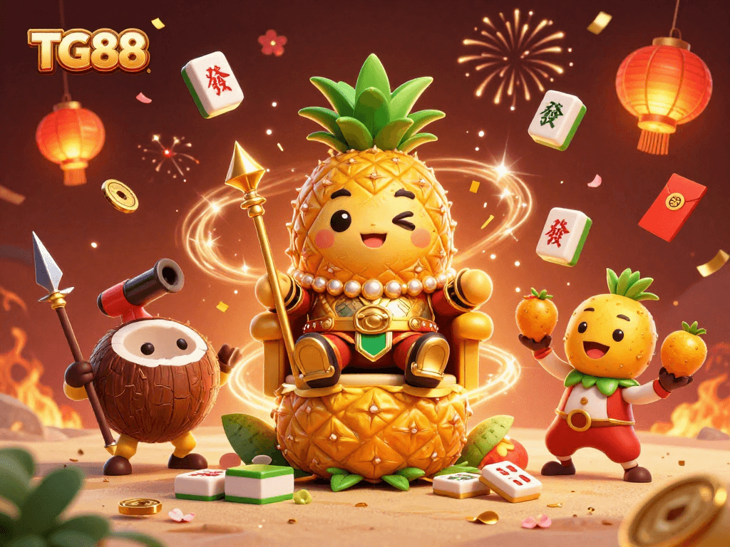 Experience exhilarating casino thrills at TG88 with vibrant 3D beach scene and festive gaming elements.