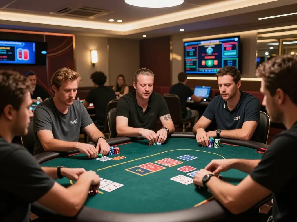 Players strategizing bets and raising the stakes at okwin online poker tables in an exciting gaming atmosphere.