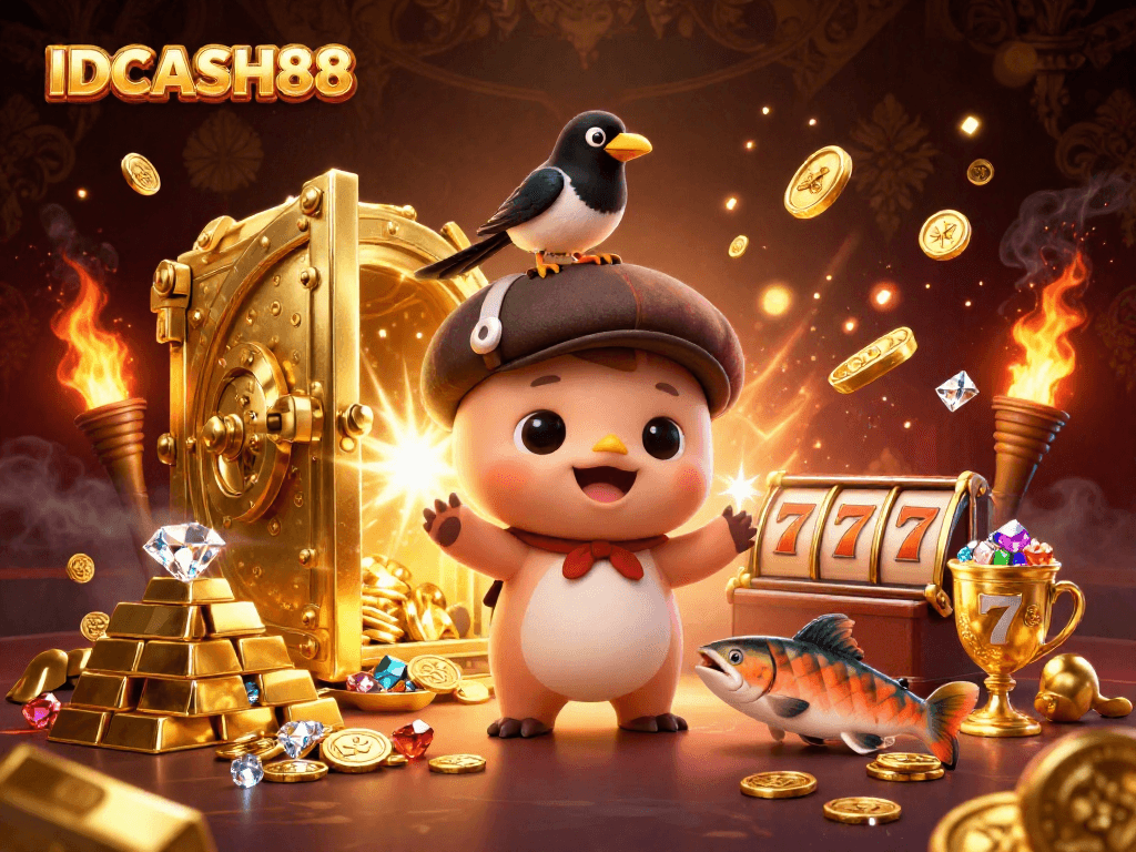 Engage with IDCASH88 as Nessie and friends explore a golden treasure vault scene.