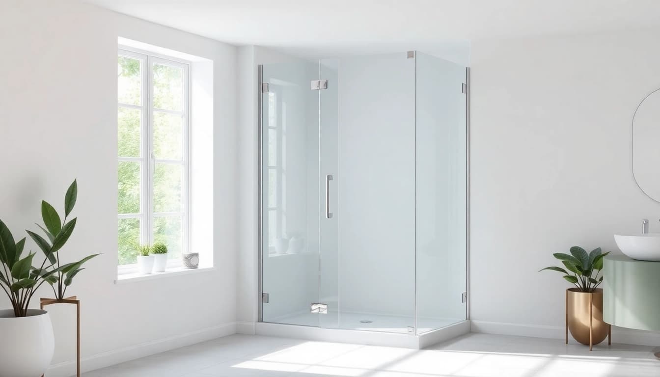 Admire the corner shower screen frameless in a stylish bathroom design featuring elegant glass craftsmanship.