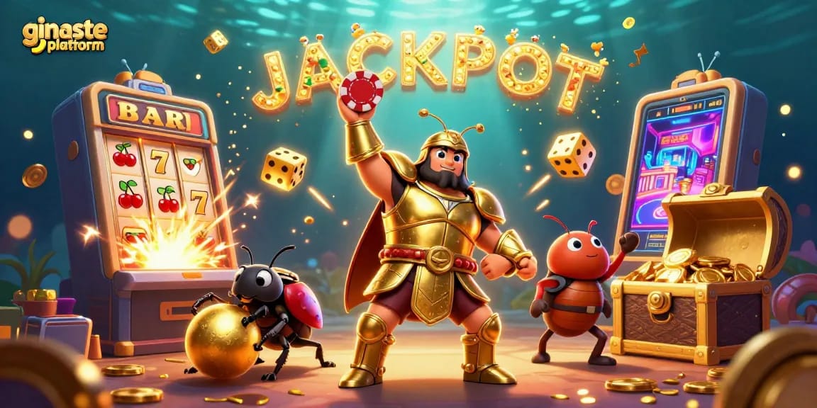 Experience the excitement of the ginaste platform with vibrant casino-themed illustration.