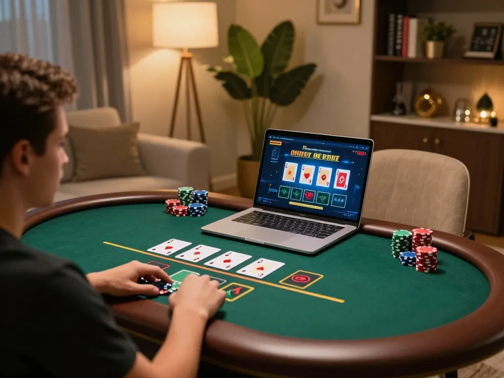 Engaged player at lu88.com live dealer blackjack game, showcasing strategic card decisions