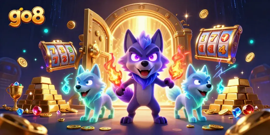 Experience stunning wins with go8 at dynamic online casino adventures featuring glowing wolves and treasure!