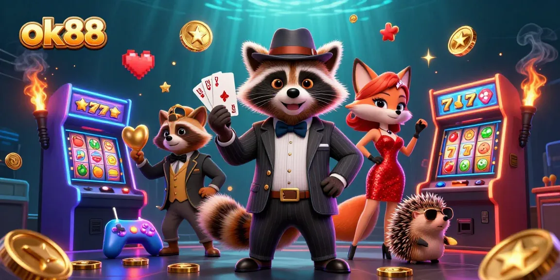 Experience thrilling moments with ok88's game-inspired characters in a vibrant casino scene.
