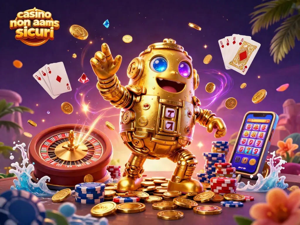 Vinci nei casino non AAMS sicuri con slot, roulette e carte da gioco scintillanti.