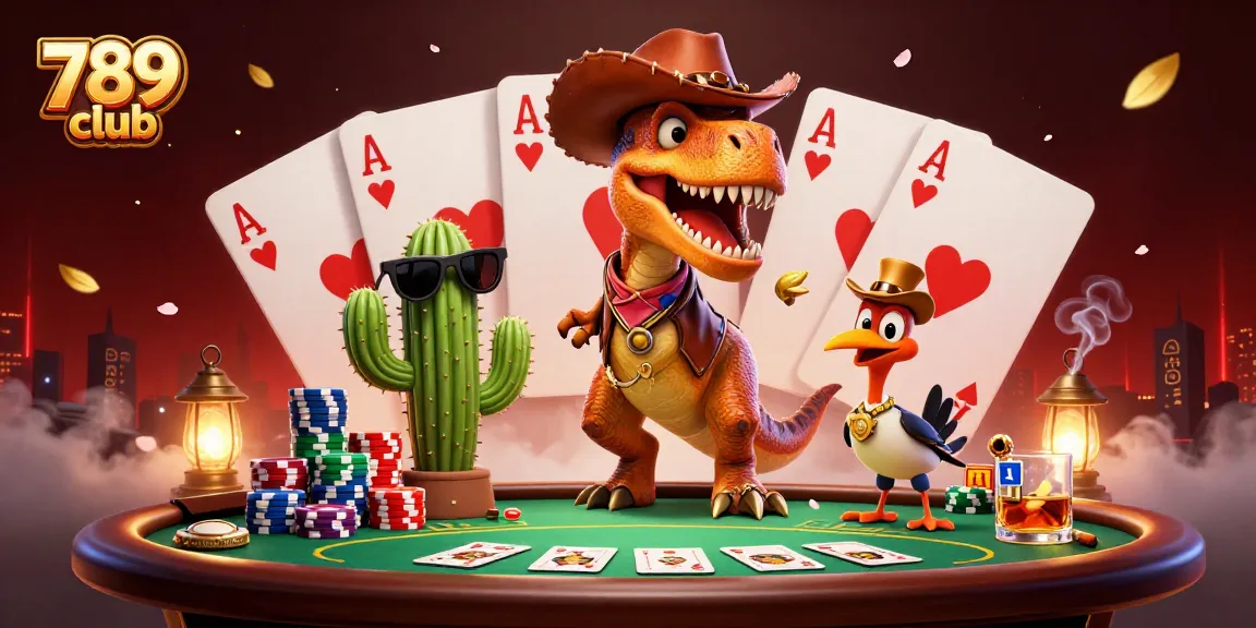 Hãy tham gia trò chơi tại 789 club để trải nghiệm cảm giác thú vị bên bàn poker với những lá bài và chip đầy màu sắc.