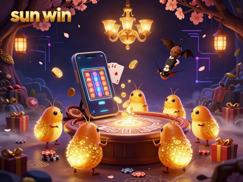 Experience the excitement of sun win in a vibrant underground casino with glowworms and a bat dealer.