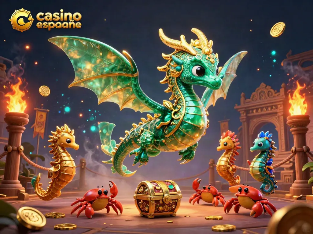 Gana en los mejores juegos en el casino españa online con un dragón marino en escena.
