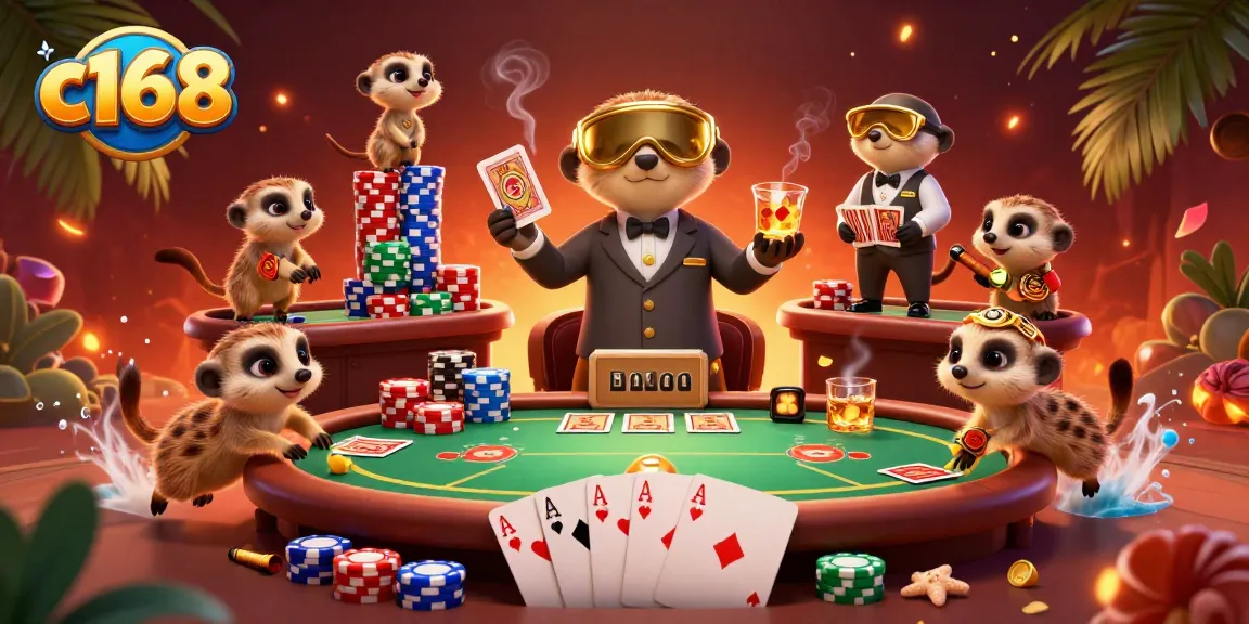 Experience thrilling gameplay at c168 with meerkats operating a vibrant casino.