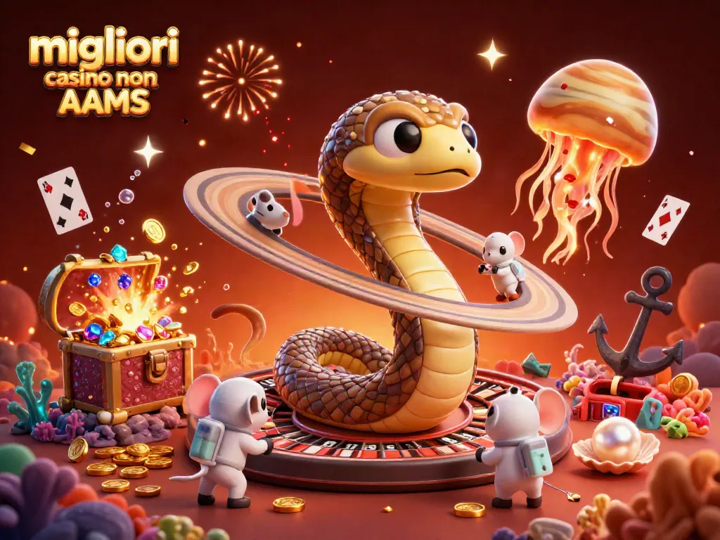 Scopri i migliori casino non AAMS con la serpente di Saturno e astronauti che scommettono.