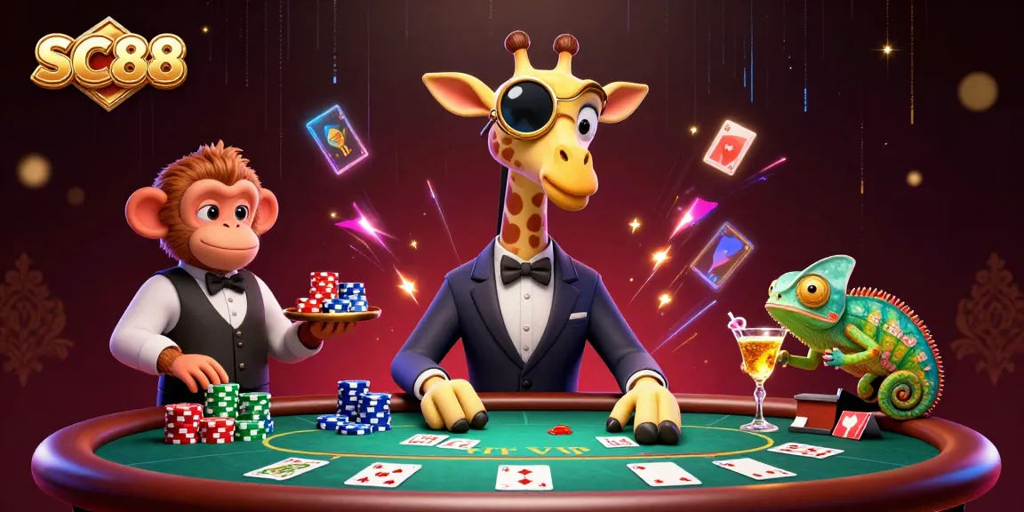 Engage high-stakes poker action with SC88's rich visuals of vibrant characters and dynamic casino elements.