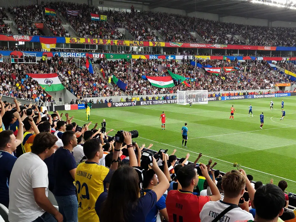 Live football match excitement captured on CakhiaTV with vibrant fans and players in high definition.