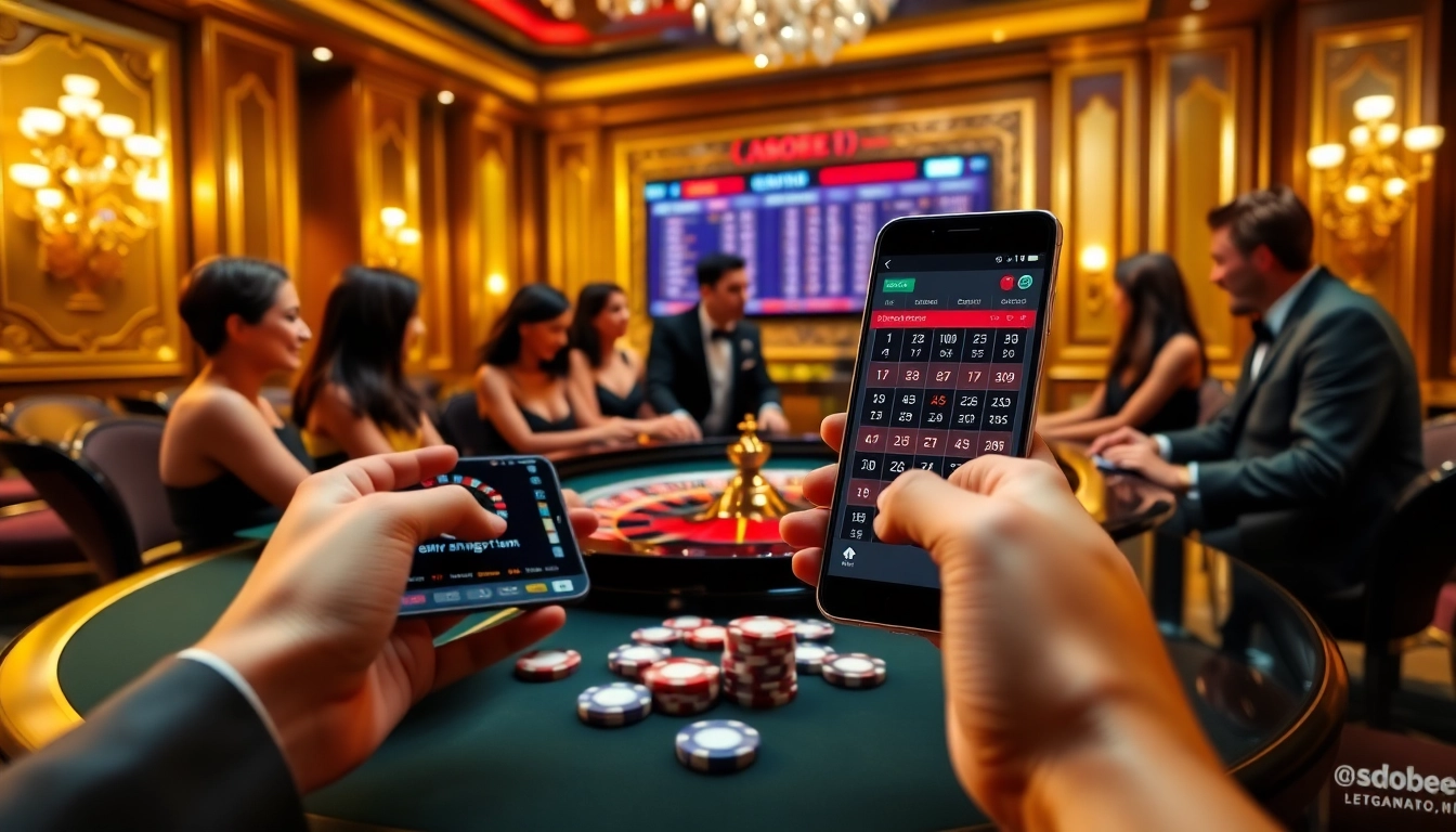 Experience sbobet link alternatif in action as players engage around a roulette table with odds displayed.