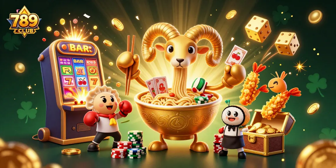 Experience excitement at 789CLUB with vibrant 3D characters and casino elements in action-packed illustration.
