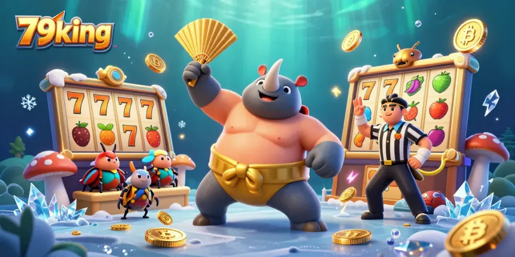 Experience thrilling gameplay action with 79king as the sumo champion beetle kicks coins into the air.