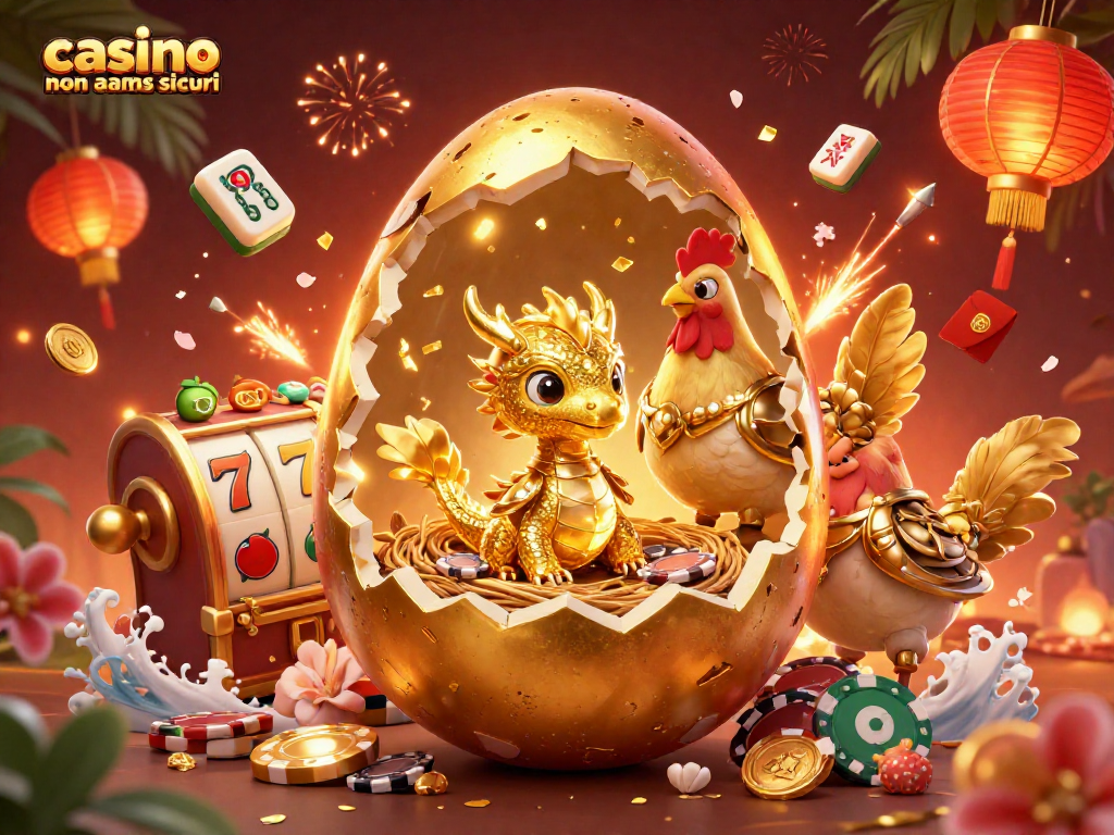 Affronta emozioni dei casinò con il drago d'oro in un'illustrazione 3D di un "casino non AAMS sicuri"