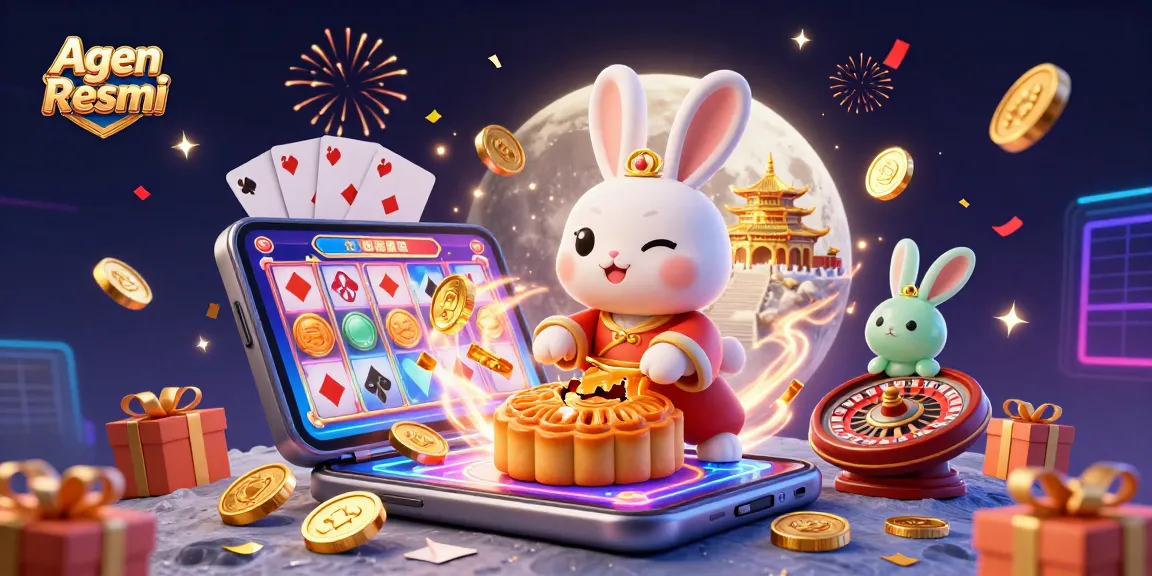 Agen Resmi showcases a colorful slot game scene with vibrant characters, festive elements, and interactive gaming features.