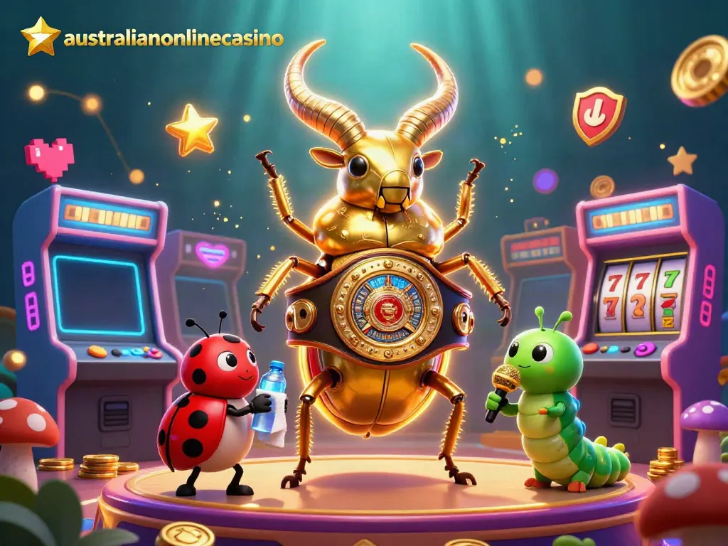 Experience thrilling moments with the australianonlinecasino's vibrant gaming scene featuring dynamic characters.